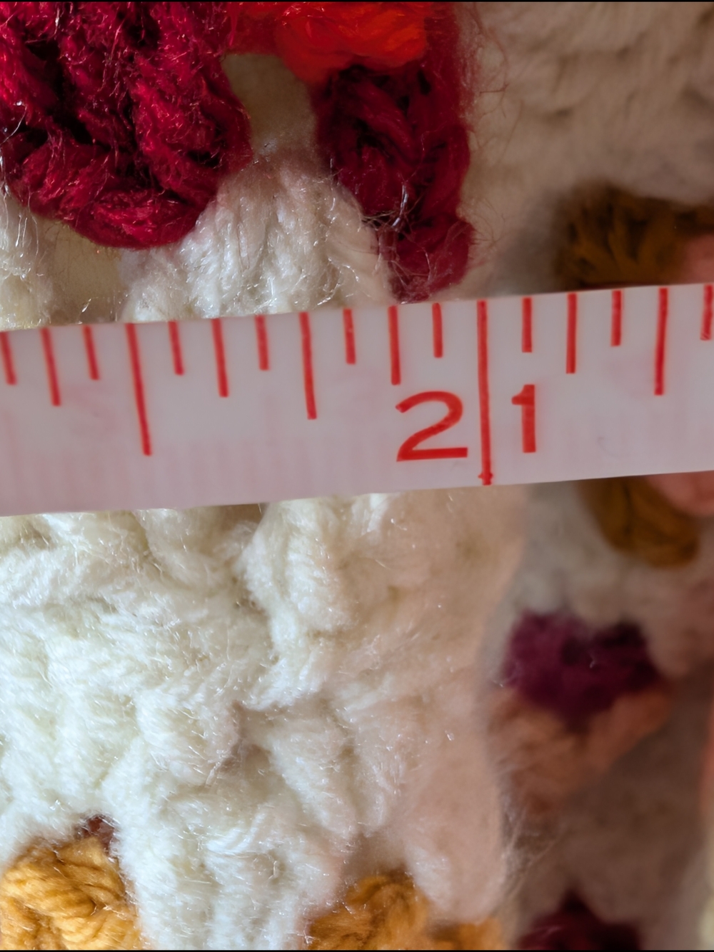 Boho Crochet Long Cardigan Sweater in Cream with Multicolor Squares - Picture 3 of 5